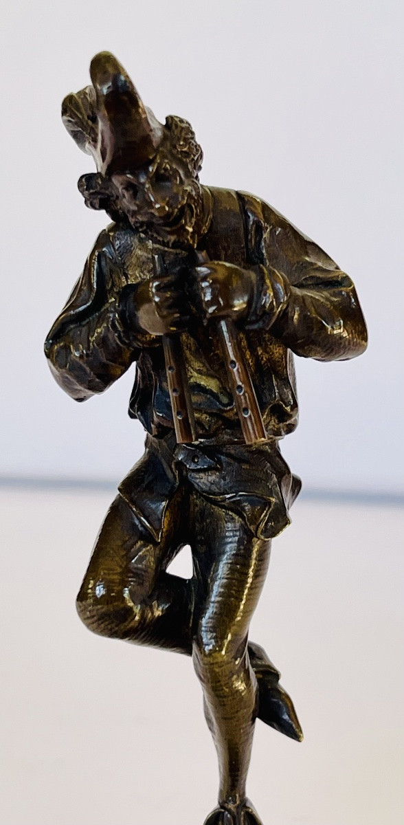 Ménestrel flûtiste en bronze -photo-5